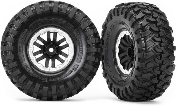 Tires and wheels, assembled, glued (TRX-4 satin beadlock wheels, Canyon Trail 1.9 tires) (2)